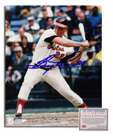 Boog Powell Baltimore Orioles MLB Hand Signed 8x10 Photograph Home Jersey Swinging