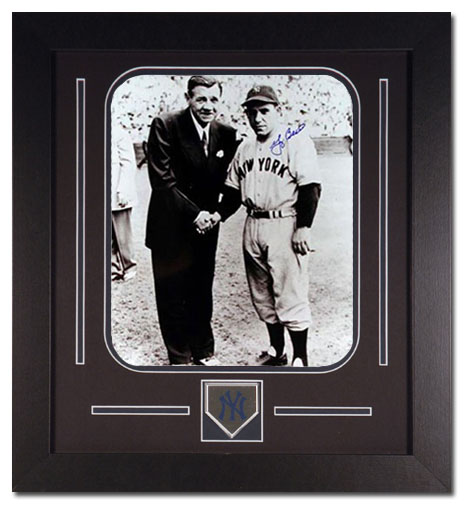 Yogi Berra New York Yankees MLB Deluxe Team Medallion Framed Hand Signed 8x10 Photograph with Babe Ruth