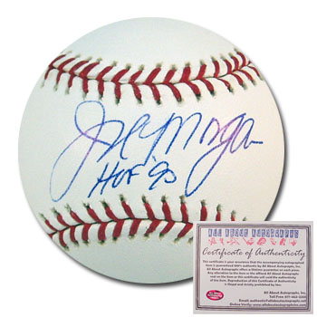 Joe Morgan Cincinnati Reds Hand Signed Rawlings MLB Baseball with HOF 90 Inscription
