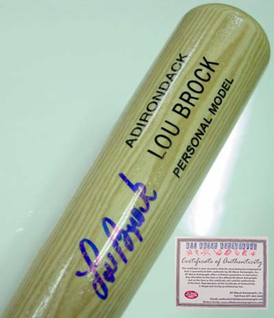 Lou Brock St Louis Cardinals MLB Hand Signed Rawlings Game Model Bat