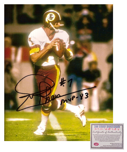 Joe Theismann Washington Redskins NFL Hand Signed 8x10 Photograph Dropping Back