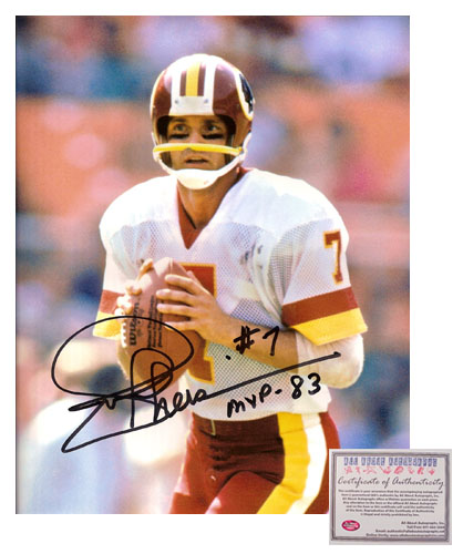Joe Theismann Washington Redskins NFL Hand Signed 8x10 Photograph Looking Down Field