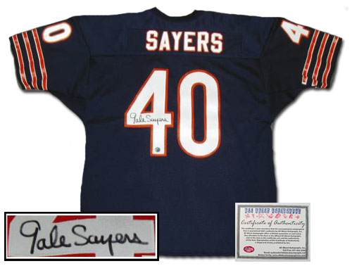 Gale Sayers Chicago Bears NFL Hand Signed Authentic Style Home Navy Jersey