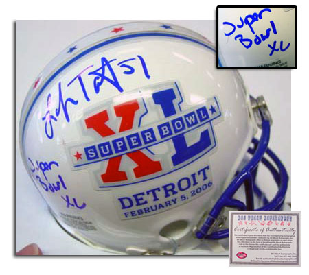 Lofa Tatupu Seattle Seahawks NFL Hand Signed Super Bowl XL Mini Helmet with Inscription
