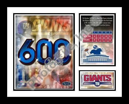 New York Giants NFL Framed Photograph 600 Team Wins Milestone Collage