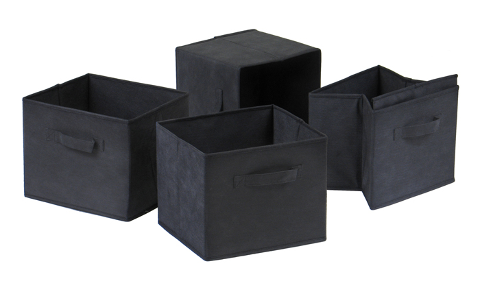 22411 Capri Set Of 4 Foldable Fabric Baskets - Black