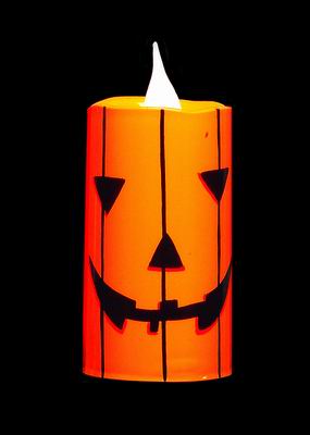 Christmas Source 620079 7 Inch Pumpkin Candle LED Battery Operated- Printed Smile on Orange Candle