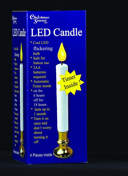 Christmas Source 960023 9.5 Inch LED Battery Operated Flickering Timer Candle - 4 Pack