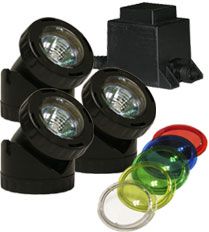 Alpine Corp Plm310t Power Beam Set Of 3 10 Watt Lights With Transformer 23 Ft Cord With Color Lenses With 20 Ft Extention