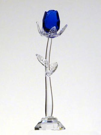 Crystal Florida Blue Rose with Stand for Mothers Day 4.75 Inch - 1905-SB