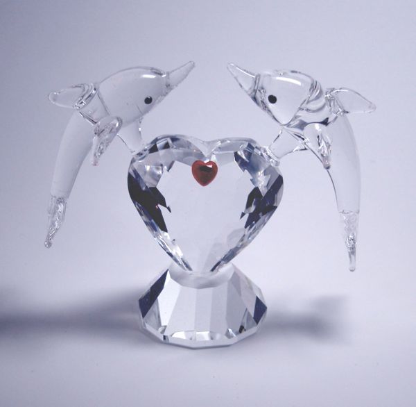 Crystal Florida Dolphin on a Heart 3.9 Inch - 2002-9