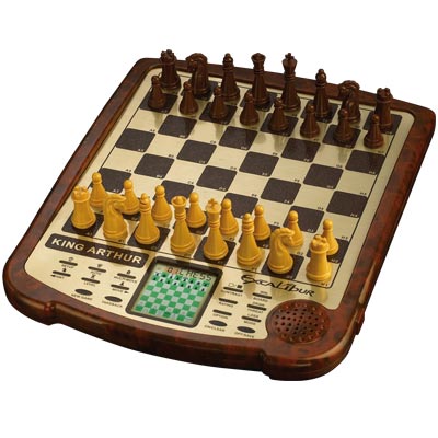Electronic Chess - Excalibur 915W King Arthur Deluxe Electronic Chess With LCD And Wood Finish