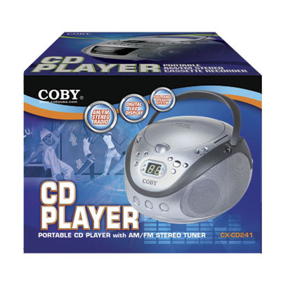 Coby CXCD241SVR PORTABLE CD PLAYER with AM FM STEREO TUNER