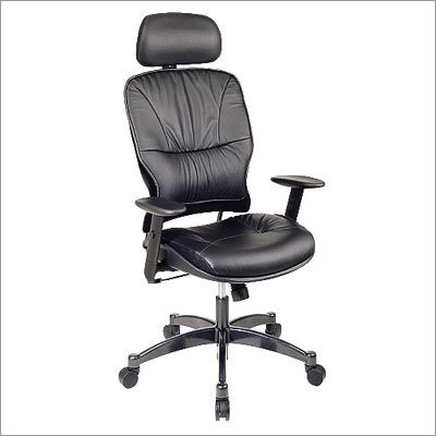 Office Star Leather Managers Chair with Metal Base Height Adjustable Arms and 2-Way Adjustable Headrest - 29008