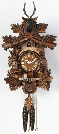 River City 19-16 16 Inch Hunters Clock Live Animals Cuckoo Clock