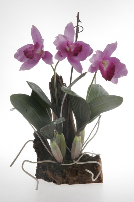 Nearly Natural 4400-LV Cattleya with Root Base Silk Orchid Plant Lavender