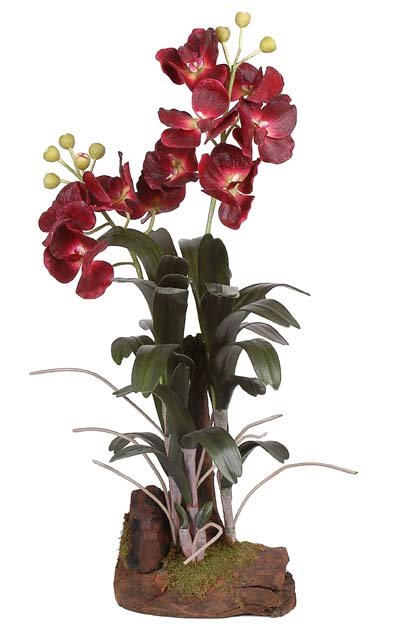 Nearly Natural 4402-BG Large Vanda with Root Base Silk Orchid Plant Burgandy