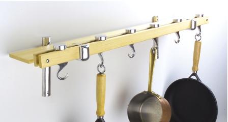 Concept Housewares PR-40222 36 Inch Wall Rack Natural Wood Pot Rack