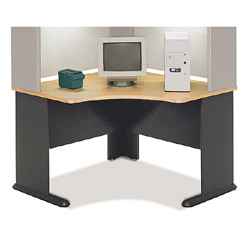 Desk Furniture - Bush Business Furniture WC14366 Savannah Beech - Slate Series A Corner Desk