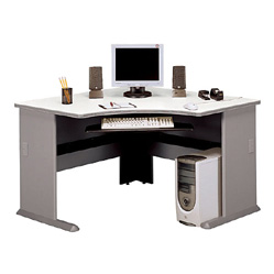 Desk Furniture - Bush Business Furniture WC14566 White Spectrum - Pewter Series A Corner Desk