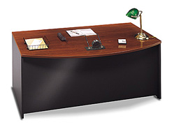 Desk Furniture - Bush Business Furniture WC24446 Hansen Cherry - Graphite Gray Series C Bow Front Desk