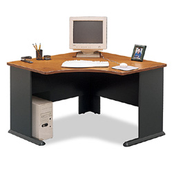 Bush Desk - Bush Business Furniture WC57466 Natural Cherry - Slate Series A Corner Desk