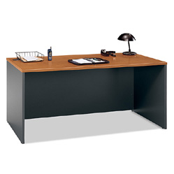 Bush Desk - Bush Business Furniture WC72442 Natural Cherry - Graphite Gray Series C Desk 66 Inch