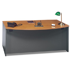 Bush Desk - Bush Business Furniture WC72446 Natural Cherry - Graphite Gray Series C Bow Front Desk