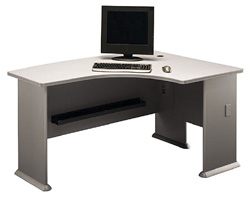 Desk Furniture - Bush Business Furniture WC75722 Medium Taupe - Dove Gray Series A Right LBow Desk