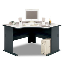 Corner Desks - Bush Business Furniture WC8427A Slate - White Spectrum Paper Series A Corner Desk