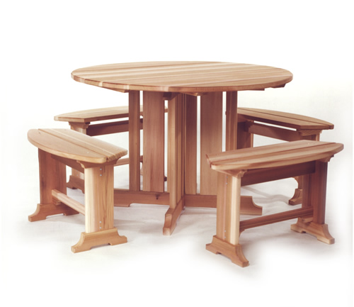 All Things Cedar RT45U Round Picnic Table Set