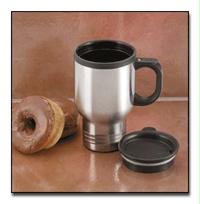 14oz Stainless Steel Travel Mug With An Insulated Plastic Liner And Double Wall Syst