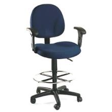 B1616 Drafting Office Chair - Black - Adjustable Height Arms