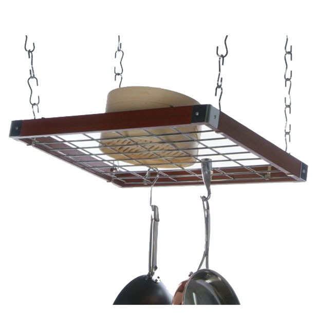 Concept Housewares PR-49293 Square Ceiling Pot Rack - Espresso Wood 23 Inch X 19 Inch