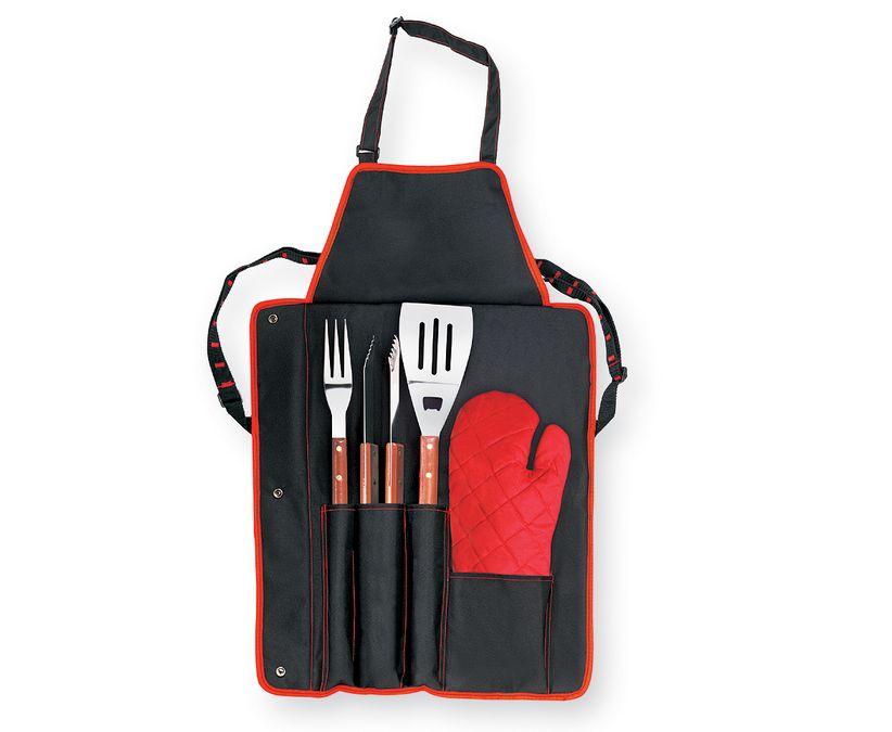 Picnic Time Barbecue Apron Tote W/Hat - Black/Red 636-88-179