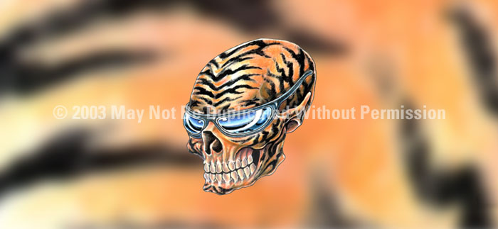 ClearVue Graphics Window Graphic - 30x65 Skull on Tiger Tattoo TAT-008-30-65