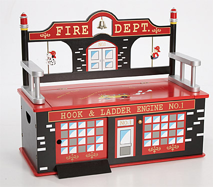 Levels Of Discovery LOD20036 Firefighter Toy Box Bench