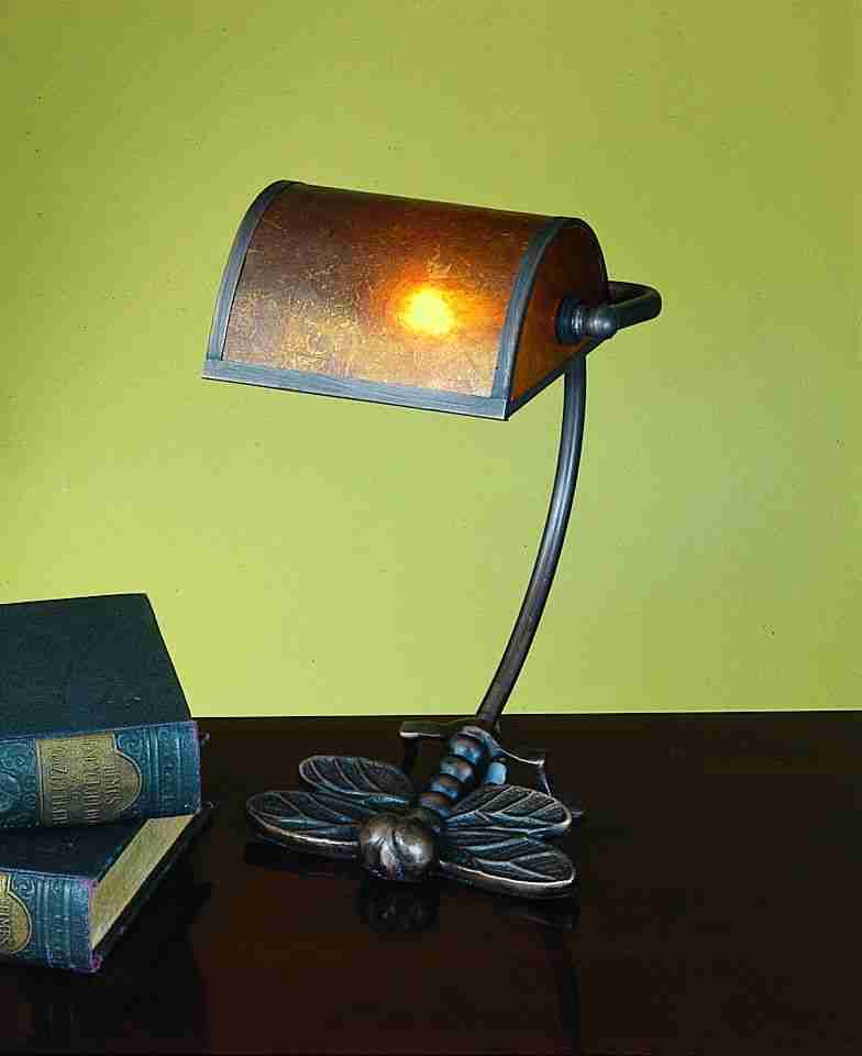 Meyda Tiffany 24533 10 Inch H Dragonfly Mica Bankers Lamp