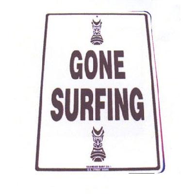 Sf40 12x18 Aluminum Sign Gone Surfing (tiki)