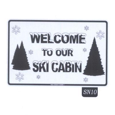 Seaweed Surf Co SN10 12X18 Aluminum Sign Ski Cabin