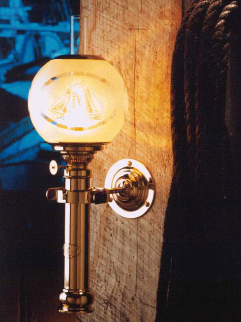 Oil Lamps - Weems And Plath ES 50 03 03 Danish Captains Cabin Lamp With Compass Globe Oil