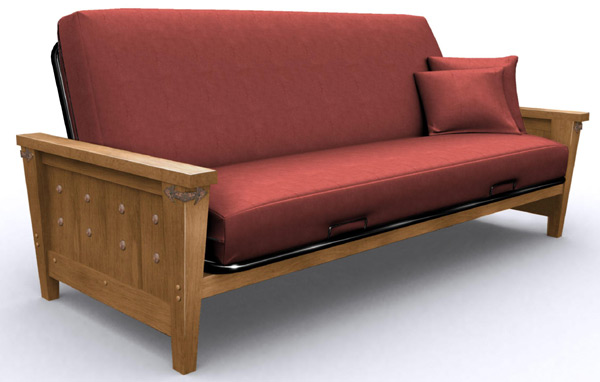 Metal Futon - Elite 35-5214-030 Rustico Salsa Full Metal/Wood Futon-Frame Only