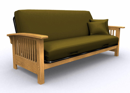 Metal Futons - Elite 35-2914-002 Bridgeport Full Metal/Wood Futon Frame-Golden Oak