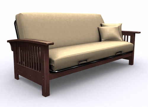 Metal Futons - Elite 35-2914-003 Bridgeport Full Metal/Wood Futon Frame-Walnut