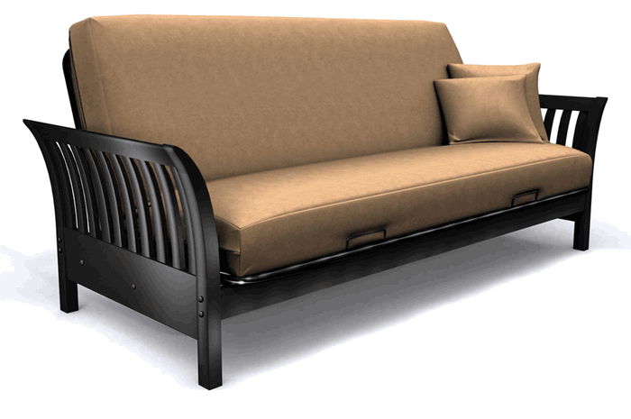 Metal Futons - Elite 35-6614-050 Florenzia-Full Metal/Wood Futon Frame-Black Lacquer