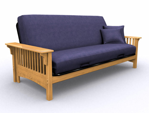 Metal Futon - Elite 35-0414-002 Santa Barbara Full Metal/Wood Futon Frame-Golden Oak