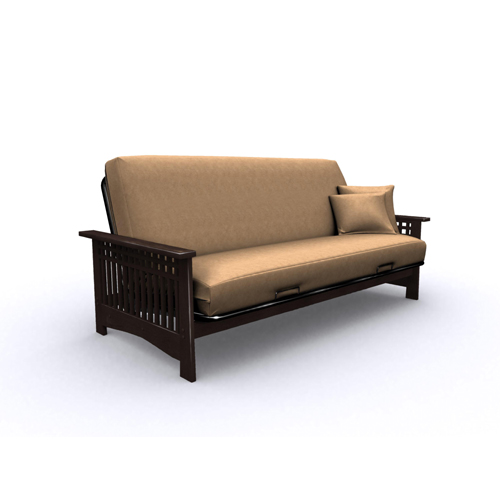 Metal Futon - Elite 35-7014-004 Rhodes-Full Metal/Wood Futon Frame-Espresso