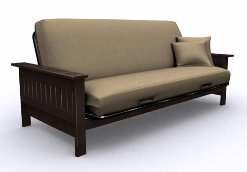 Metal Futons - Elite 35-6914-004 Carmel Full Metal/Wood Futon Frame-Espresso