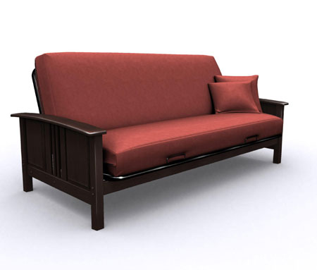 Metal Futons - Elite 35-7104-004 Hermosa Full Metal/Wood Futon Frame-Espresso