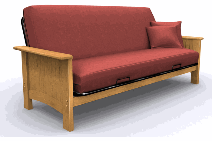 Metal Futons - Elite 35-5904-002 Cottage Grove Full Metal/Wood Futon Frame-Golden Oak